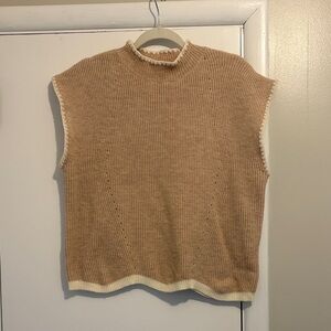 Entro Tan and Cream Sleeveless Sweater